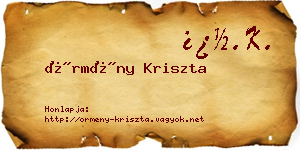 Örmény Kriszta névjegykártya